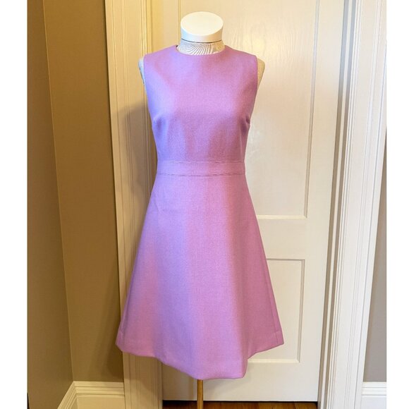 J.Crew Lavender Double Serge Wool Fit & Flare Dress Sleeveless Sz 4 - Picture 2 of 11